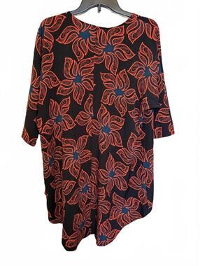 LuLaRoe Black and Orange Floral Patterned Tunic Cardigan Size Small